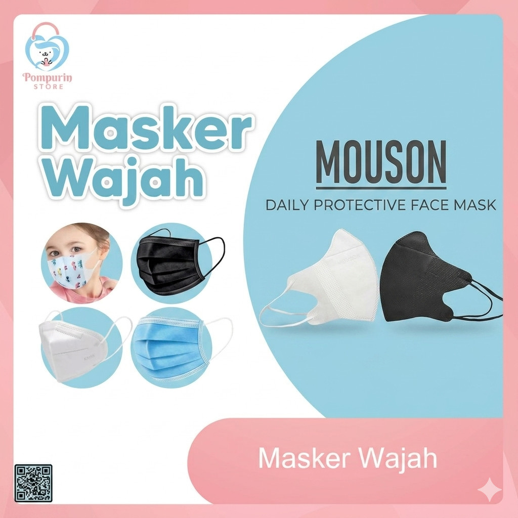 Masker Wajah KN95 KF94 Duckbill Dewasa Anak | Earloop Headloop Hijab 3ply 4ply Warna Warni - Isi 50 