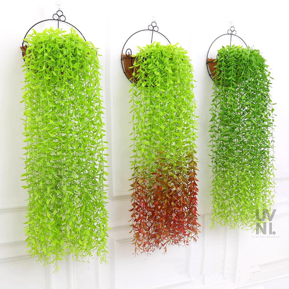 DAUN JUNTAI 100CM PREMIUM DAUN TIRAI RAMBAT ARTIFICIAL LEE KWAN YEW TANAMAN HIAS GANTUNG Tangkai / 1