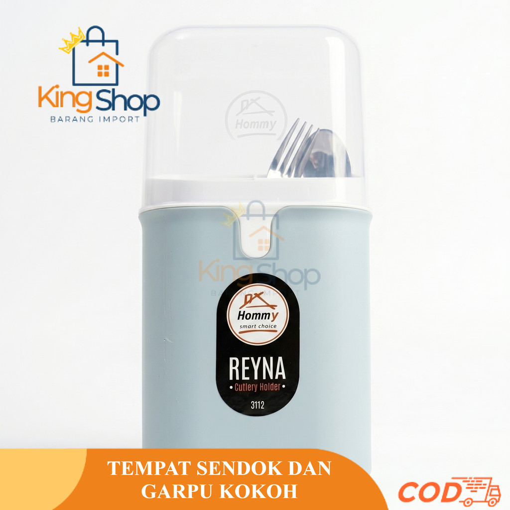 Tempat Sendok Besar/ Tempat Sendok Reyna / Tempat Sendok Sekat 4 Tutup Transparan  Hommy