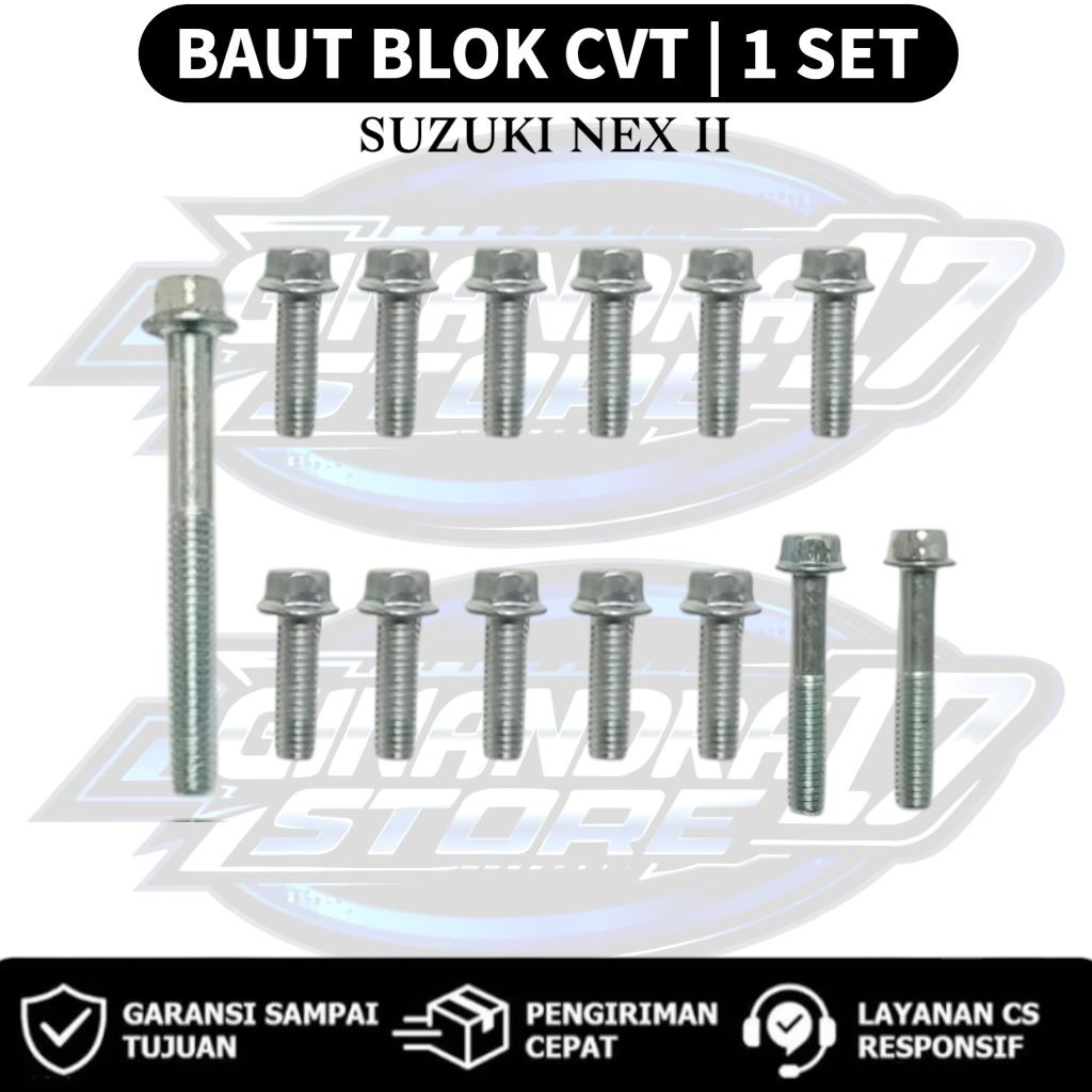 Baut Blok CVT 1 SET Suzuki Nex II / Baut CVT 1SET Motor Suzuki Nex