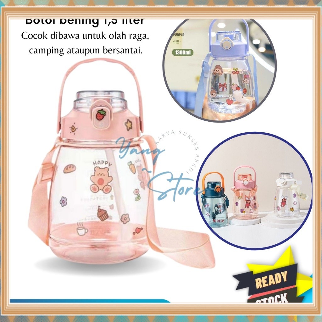 Ready YGS - E105- BOTOL MINUM VIRAL 1.3 LITER TRANSPARAN  / BOTOL MINUM VIRAL STICKER / BOTOL MINUM 