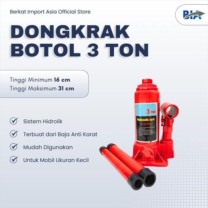Dongkrak Botol 3 Ton Hydraulic Jack untuk Mobil Kecil