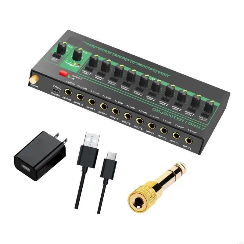 2025 New 10 Channel Sound Mixer Low Noise Stereo Mono Line Mixer 6.35mm Input Sound