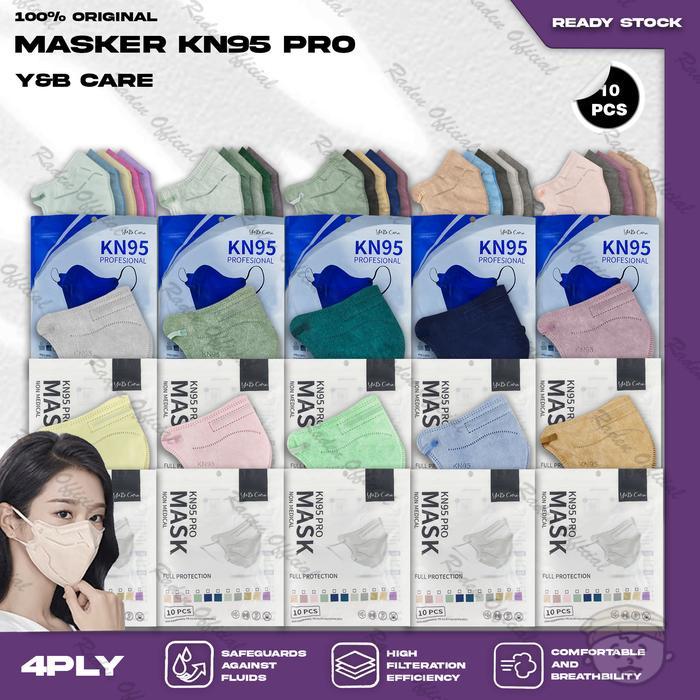 Masker KN95 PRO Y&B CARE 4Ply Putih Hitam Warna KN95 95PRO Earloop Surgical Mask Kemenkes