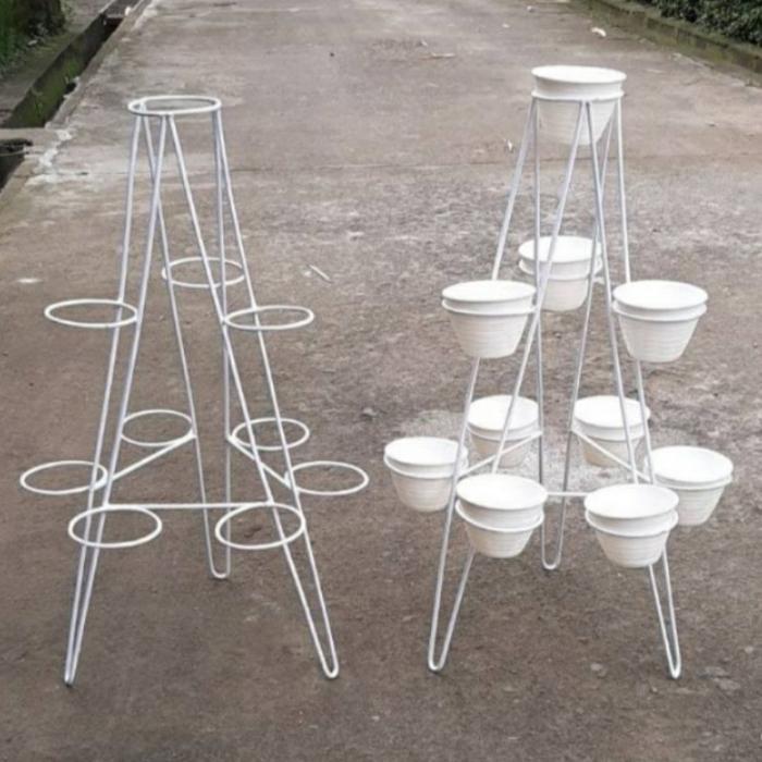 Ready Rak Bunga Besi Standing Pot Rak kaktus Rak susun Rak serbaguna Hitam Putih - Hitam, R kaktus D