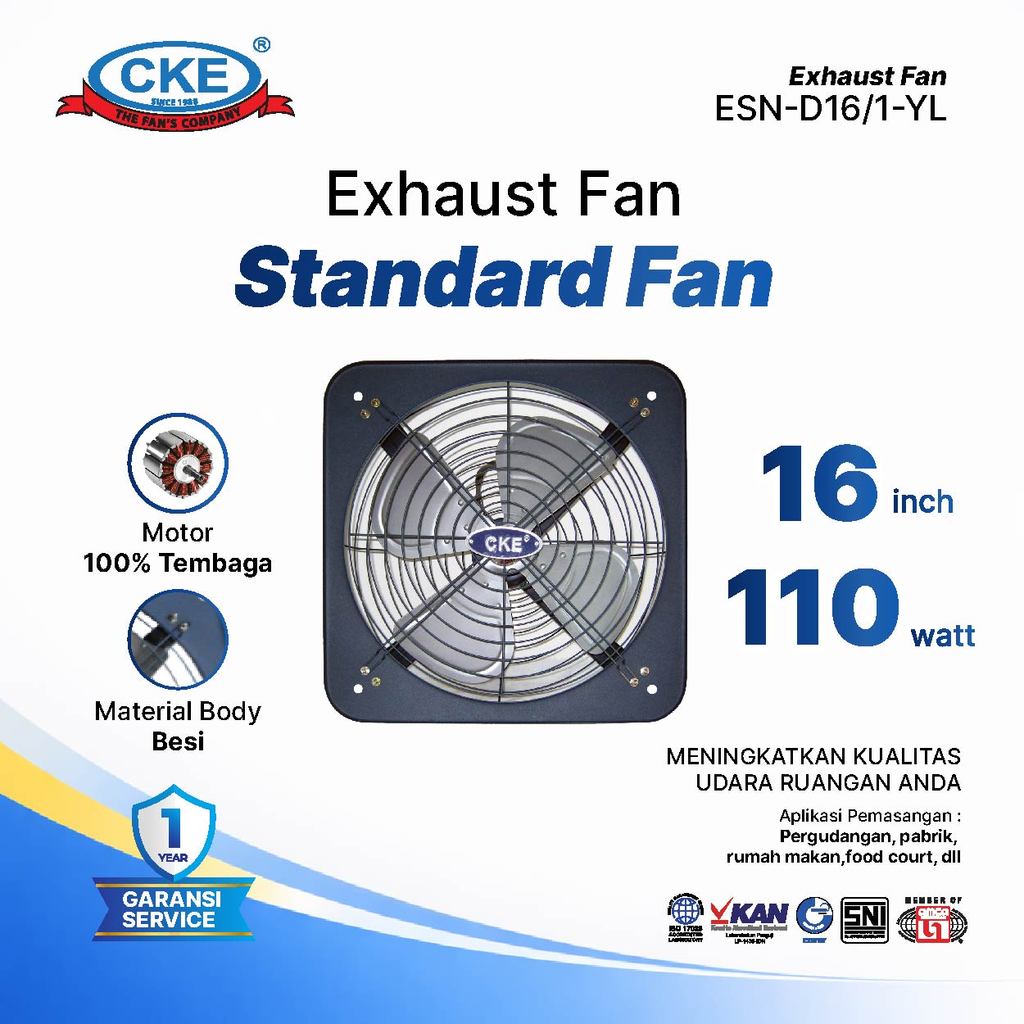 Exhaust Fan CKE Standard DBN 16 Inch Fan Rumah Toilet Exhaust