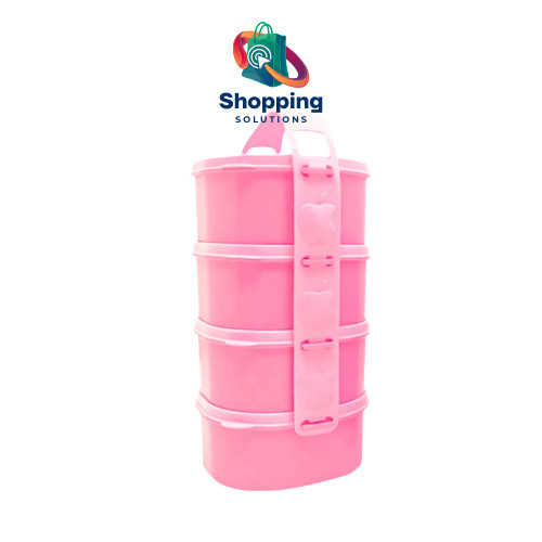 Rantang Plastik Susun 4 Pink Golden Lemon RP-123-4 Kicthenware