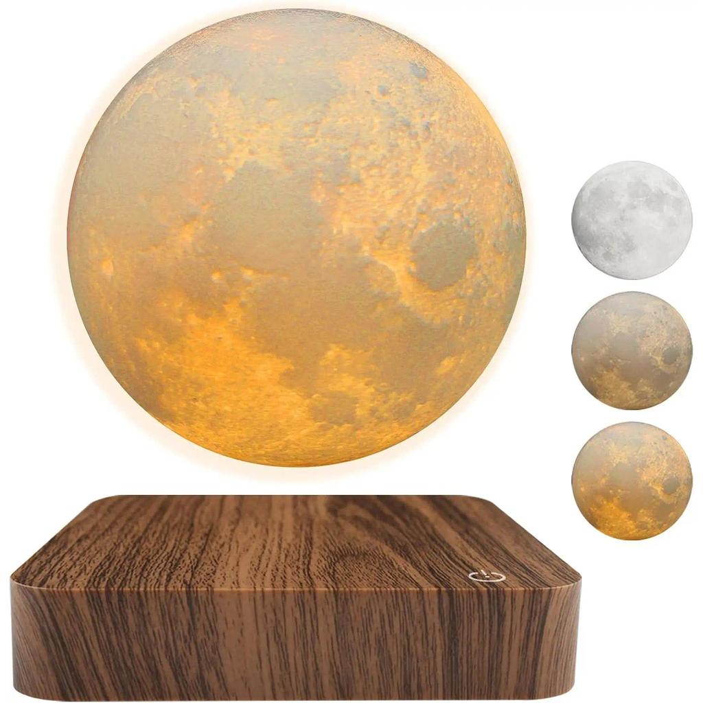 Levitating Moon Lamp Magnetic Floating Moon Lamp Spinning Luna Night Light with 3 Color Modes for Ho