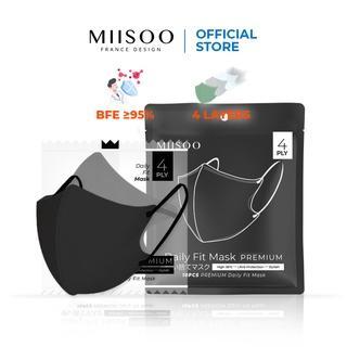 MIISOO Disposable Daily Fit mask Per BOX Masker Kesehatan 4ply Masker wajah - Fitmask Hitam