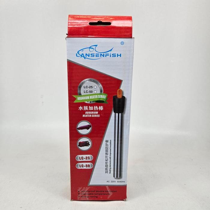 Lansenfish Pemanas Stainless Steel Aquarium Kecil LC 25 Watt Anti Karat Tahan Lama Kualitas Premium 