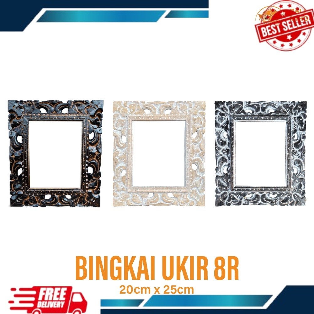 Bingkai Kayu Ukir 8R ( 20 x 25 cm ) - Bingkai Foto - Bingkai Lukisan - Bingkai Kayu - Pajangan Dindi