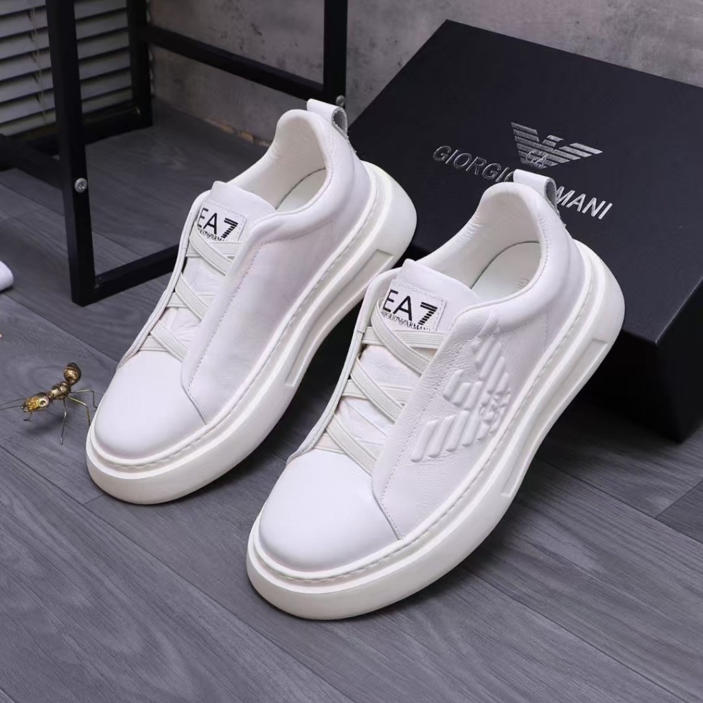 tingginya tebal yang meningkat sepatu olahraga Giorgio Armani Sepatu Sneakers Putih EA7