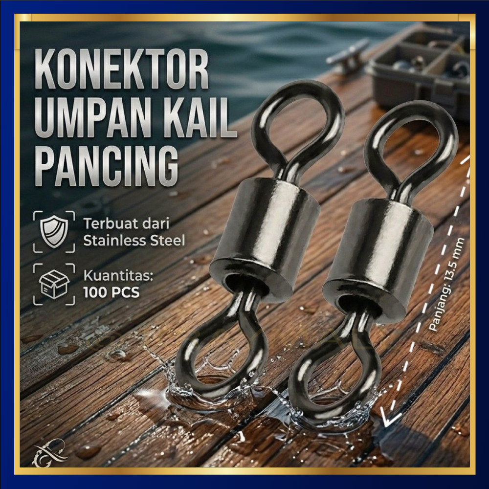 Konektor Umpan Kail Pancing Stainless Steel 5# 100 PCS - 05