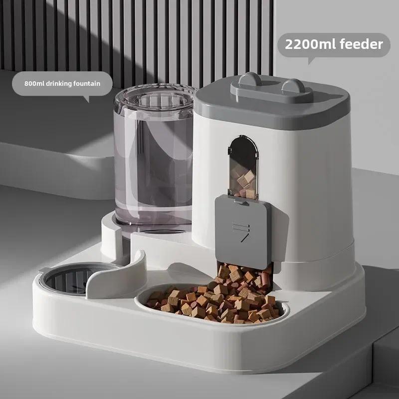 TCat Dog Automatic Feeder Food Bowl With Water Fountain Pet Large Capacity Raised Stand sh Bowl For 