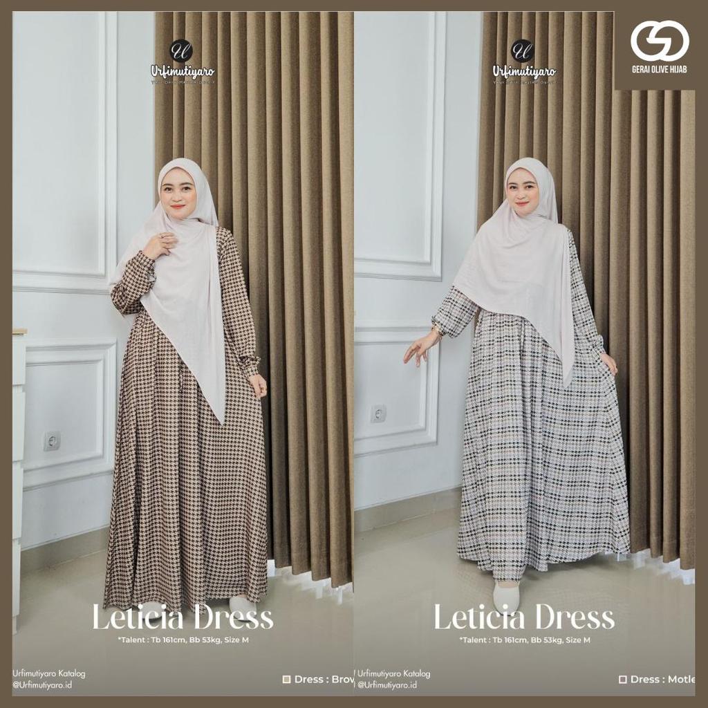 Gamis Motif Kotak-Kotak Leticia Dress Murah Terbaru by Urfimutiyaro Baju Gamis Branded Terbaru Busui