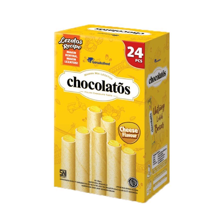 Chocolatos Keju Manis 1 Box (24 Pcs) - Snack Wafer Roll Keju