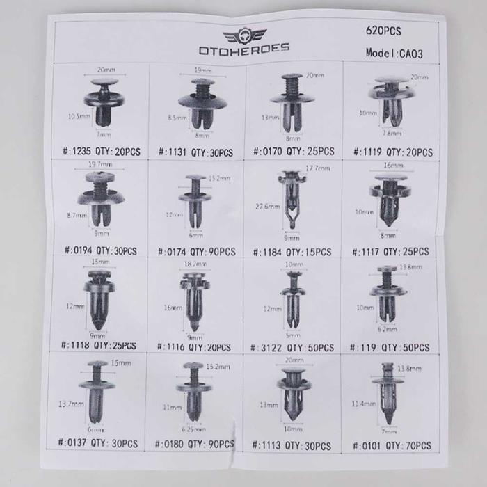 READY Set Kancing Klip Bumper Bemper Mobil Honda Toyota Daihtasu 620Pcs - + 11 Tools