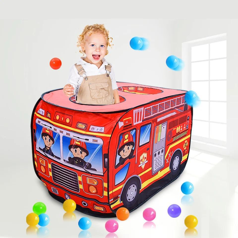 Indoor Convenient Folding Children'S Car Tent, Baby Game House Toy, Ocean Ball Pool, Fire Truck, Boy