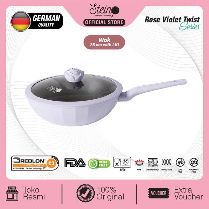 Steincookware Glamour Rose Series Wok Pan 28cm Anti Lengket German - Violet Twist
