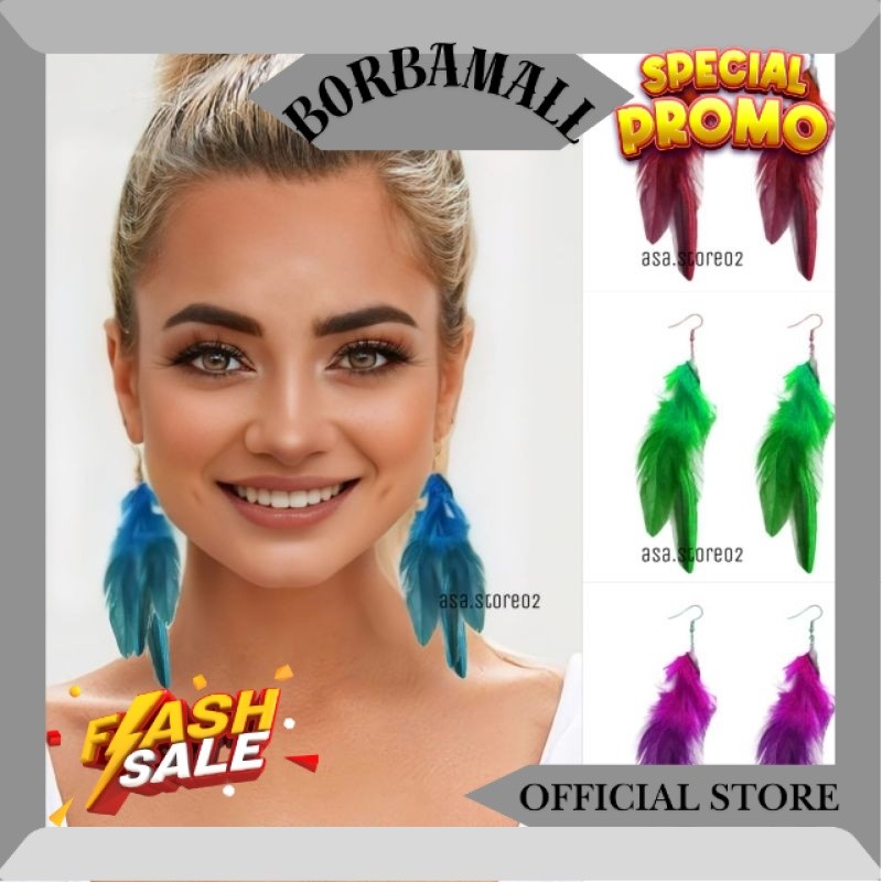 Anting Bulu Angsa/Anting Tusuk/Aksesoris Fashion JM