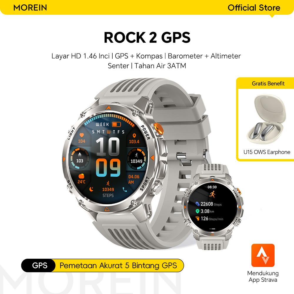 [GIFT PROMO] Morein Rock 2 GPS Smartwatch - 1.46'' HD Display | GPS + Compass | Altimeter + Baromete