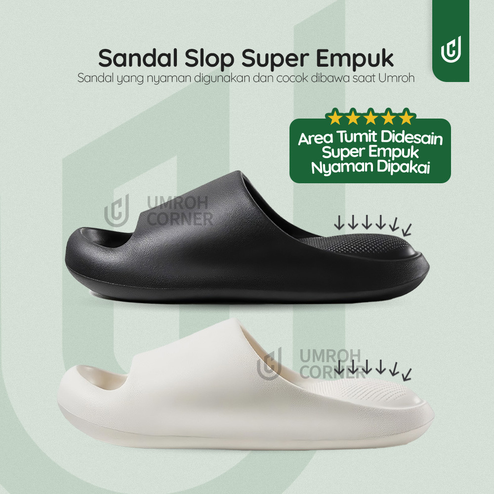 Sandal Empuk Sendal Slop Karet Umroh Haji - Alas Kaki Empuk Pria Wanita