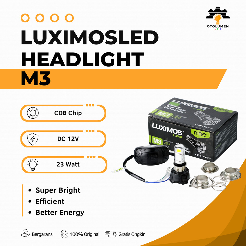 Lampu Utama Motor 3 Sisi H6 H4 23W LED Kipas Putih Beat Mio Supra Super Terang HI/LO Matic Bebek M3