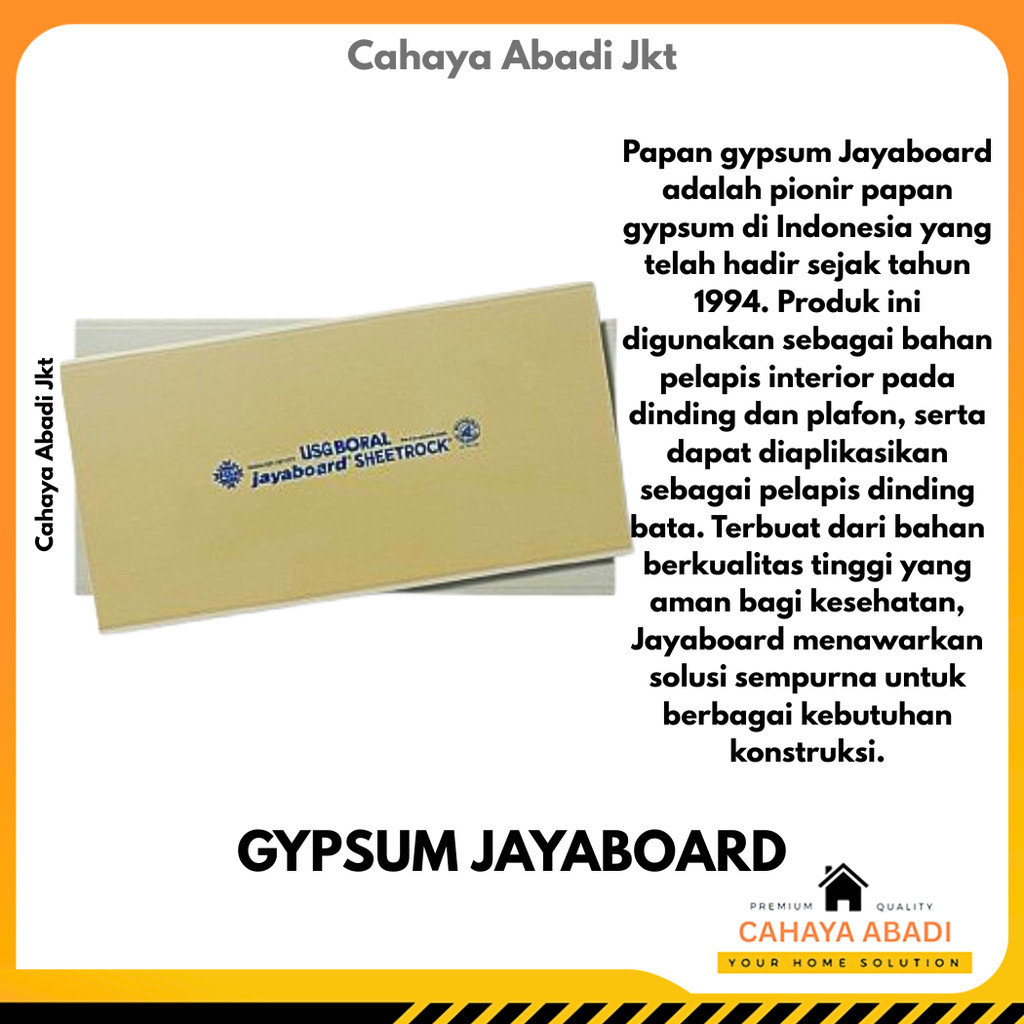 GIPSUM JAYABOARD / GYPSUM JAYABOARD 12MM (1,2 X 2,4mm)
