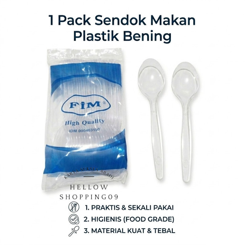 ADK -C409-1 Pack Sendok Plastik -Sendok Makan Plastik Bening - Sendok Plastik Bening Satuan