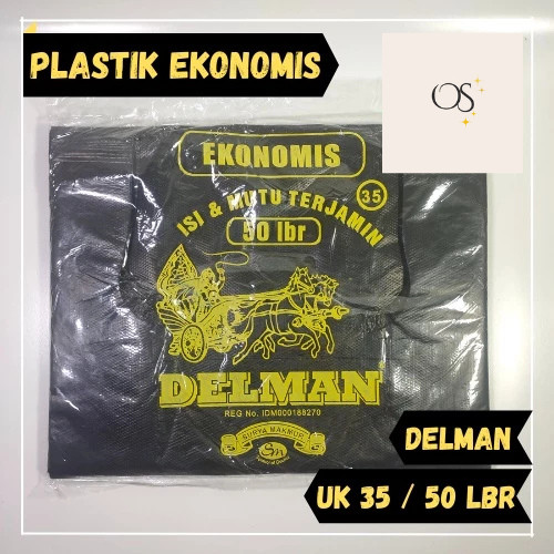 One Stuff Kantong Plastik Kresek Besar Delman Ekonomis Uk. 35 Hitam isi 50 lbr Warung Toko Kualitas 