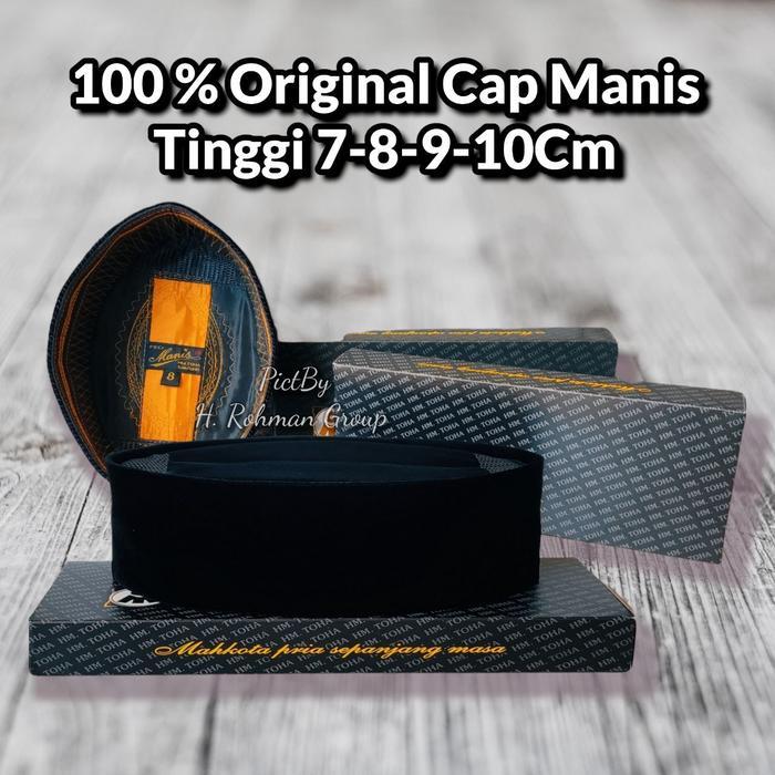 Peci Kopiah Hitam Polos AC Merk Manis Tinggi 7cm 8cm 9cm 10cm HM Toha Bandung Songkok Beludru Halus 