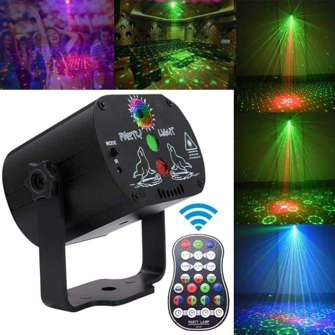 Laser Proyektor Disco Party Club DJLight 60 Mini LED RGB / Lampu Disko - BATERAI