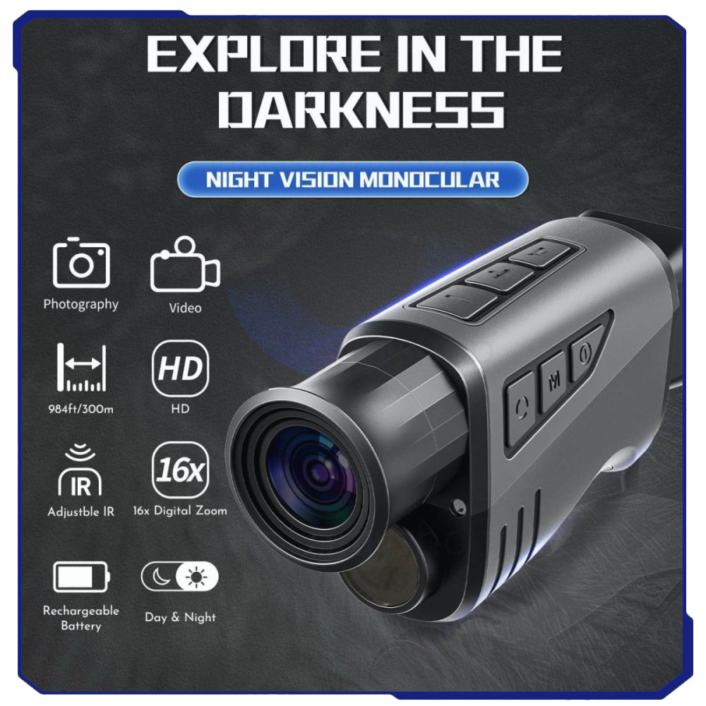 Teropong Monocular Digital Night Vision 16x Zoom 1080P 1500mAh - DNV2000