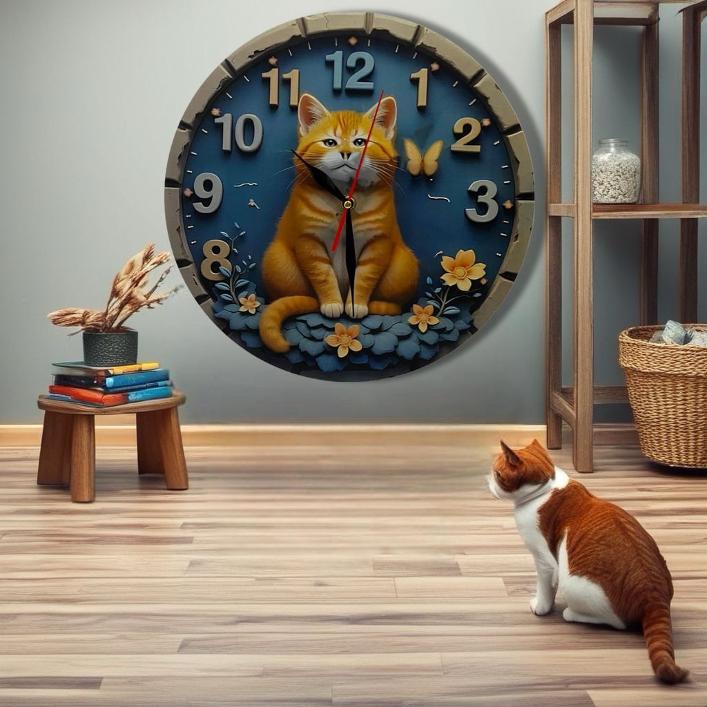 EH Jam Dinding Lucu Kucing Dekorasi Ruang Tamu | Jam Dinding Kucing Minimalis | Jam Dinding Kartun U