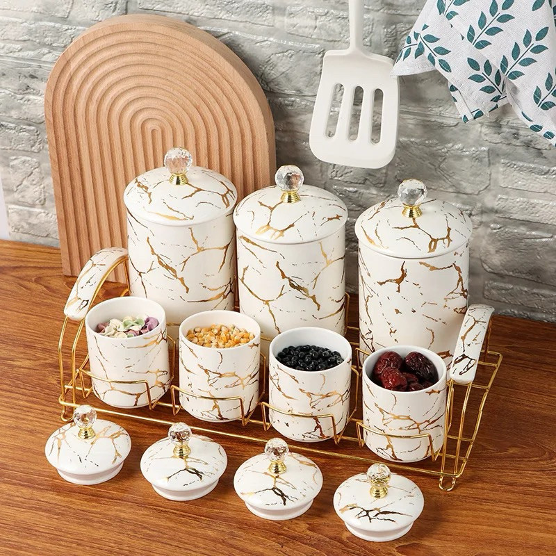 Latvia Tempat Bumbu Keramik Set Isi 7 Wadah Bumbu Set keramik
