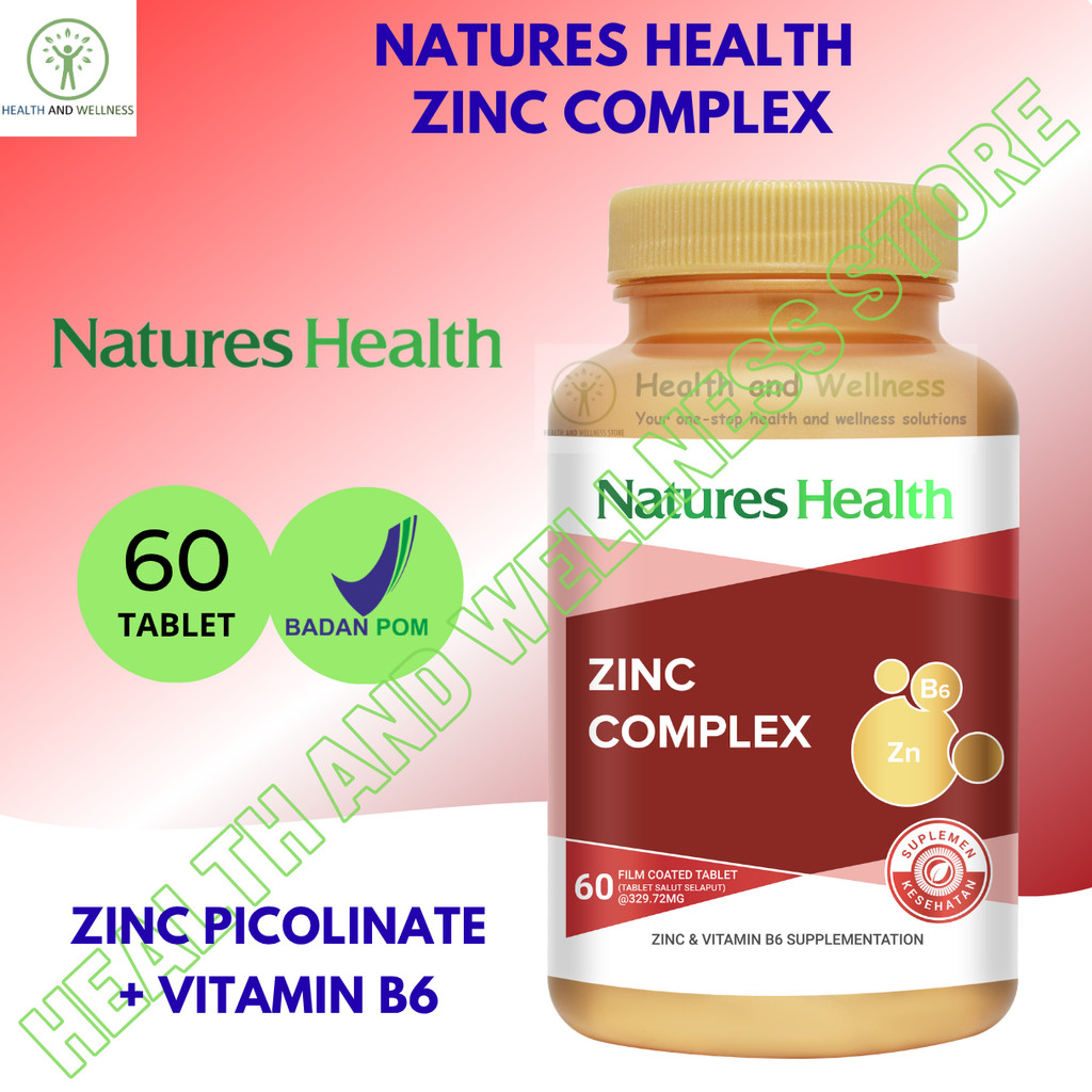 Natures Health Zinc Complex 60 Tablet Zinc Picolinate Vitamin B6