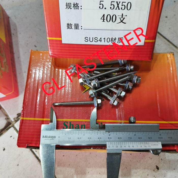 Skrup Roofing SS410 12 x 50 mm Stainless Steel 410 SS 410