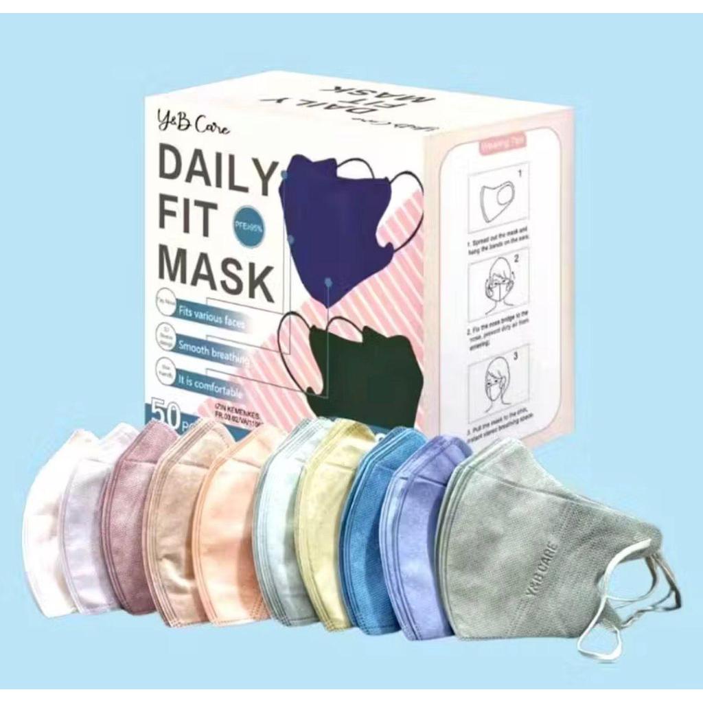 Masker Duckbill Y&B Care Mix Warna 3 Ply isi 50 Pcs Sudah Emboss