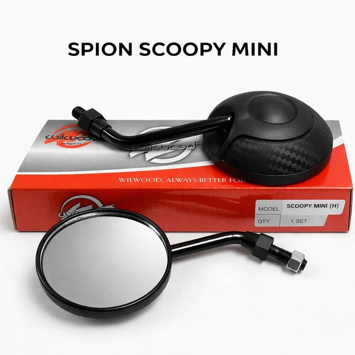 Promo Spion Scoopy Mini Wilwood Spion Tangkai Pendek Universal Bebek Matic - SPION MINI, SCOOPY KARB