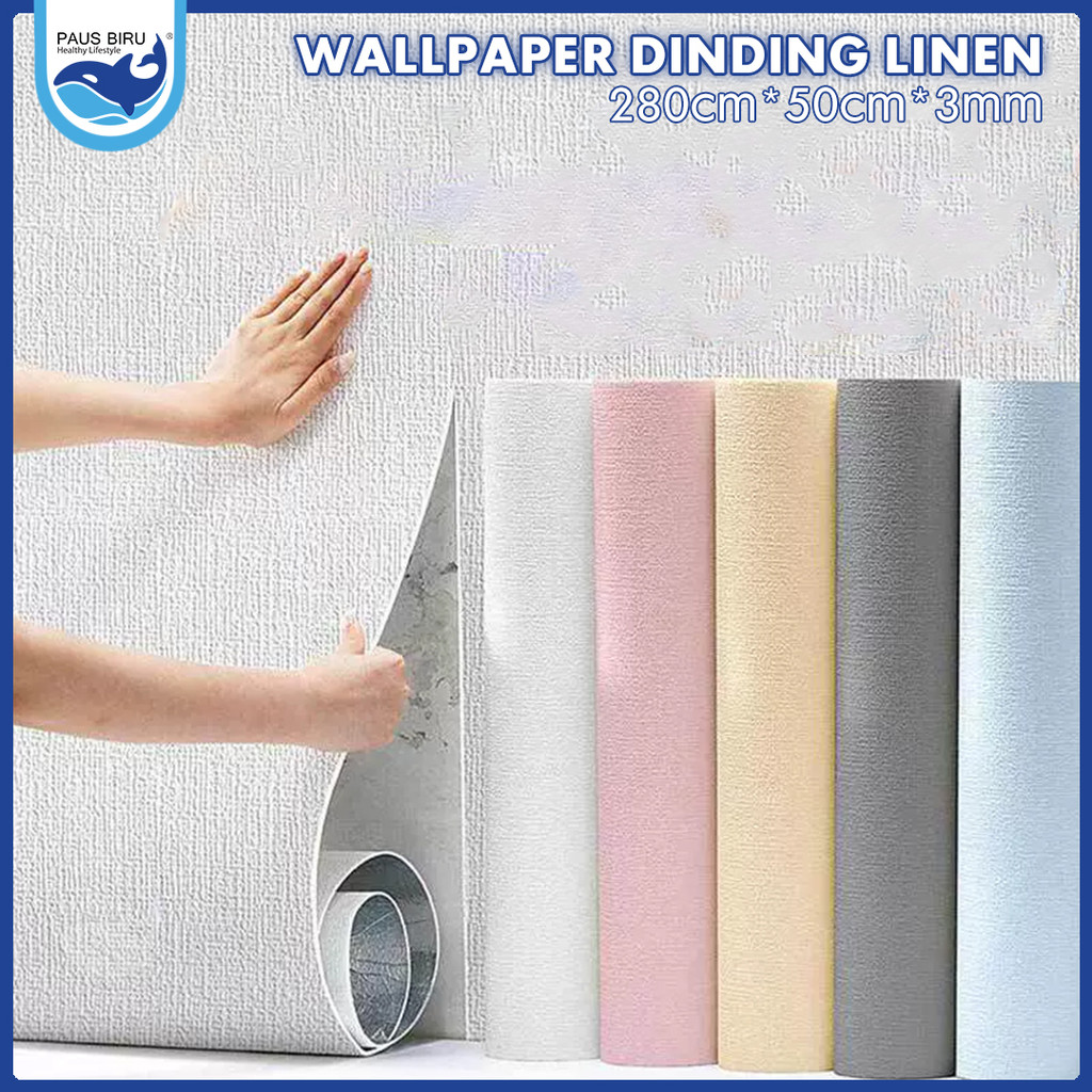 Paus Biru - Wallpaper Dinding Linen Roll Wallpaper foam Dekorasi Kamar wallpaper coral A12 280cm*50c