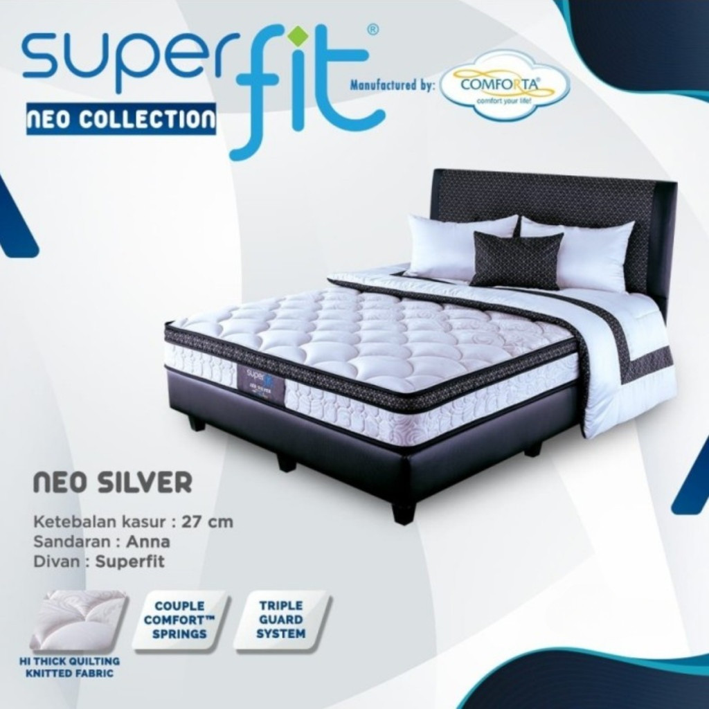 HAPPY IDEA - Kasur Springbed COMFORTA SUPERFIT NEO SILVER Plushtop [Kasur Saja] 90x200 100x200 120x2