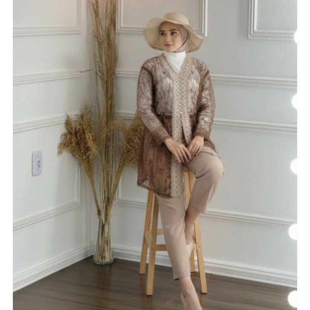 Azura Outer Brukat Kebaya Tunik Wanita elegan & Modern Atasan brukat Kondangan Wisuda