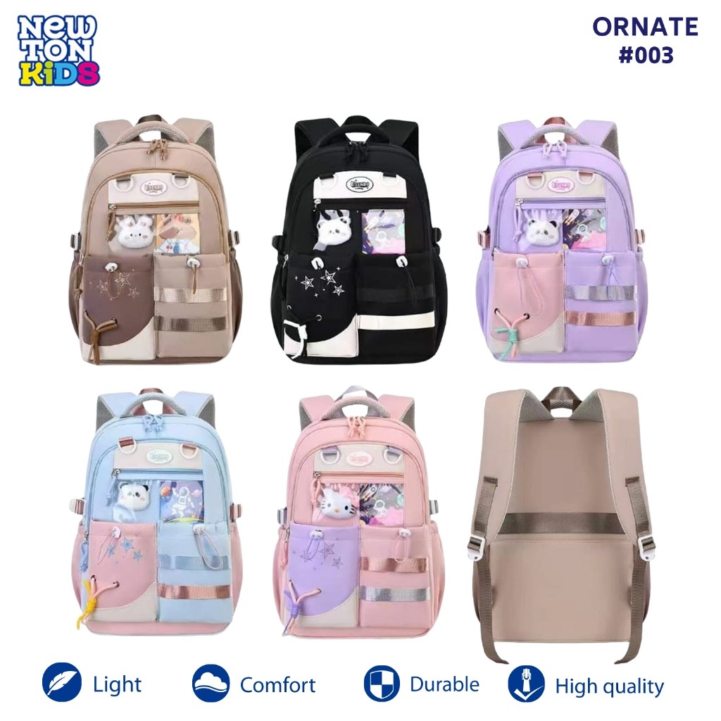 (Aegi Store) Newtonkids - Tas Sekolah Ornate Korea Cewek Kode 003/Ransel Korea Ornate Lucu/Tas Ranse
