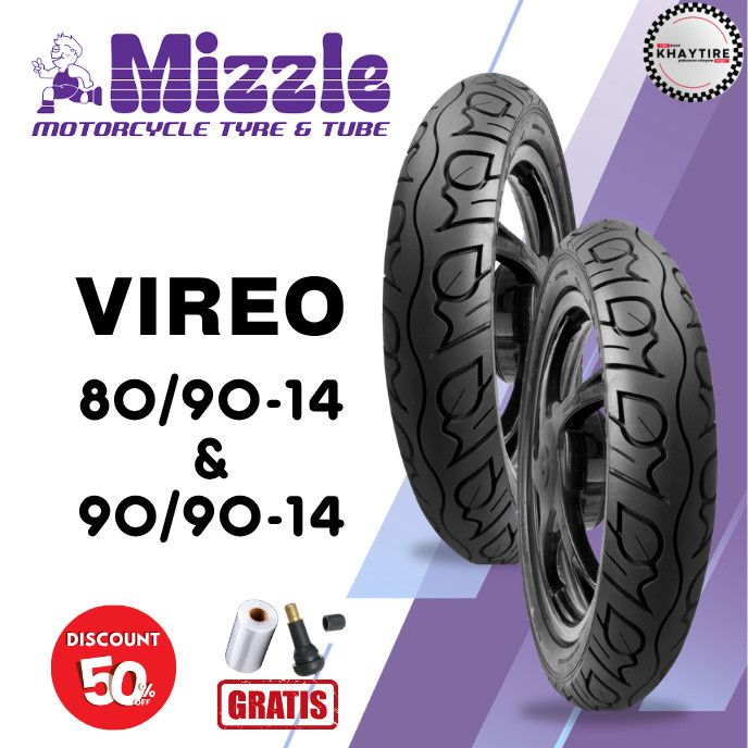 SEPASANG Ban Motor MIZZLE VIREO 80/90 & 90/90 RING 14 Tubeless