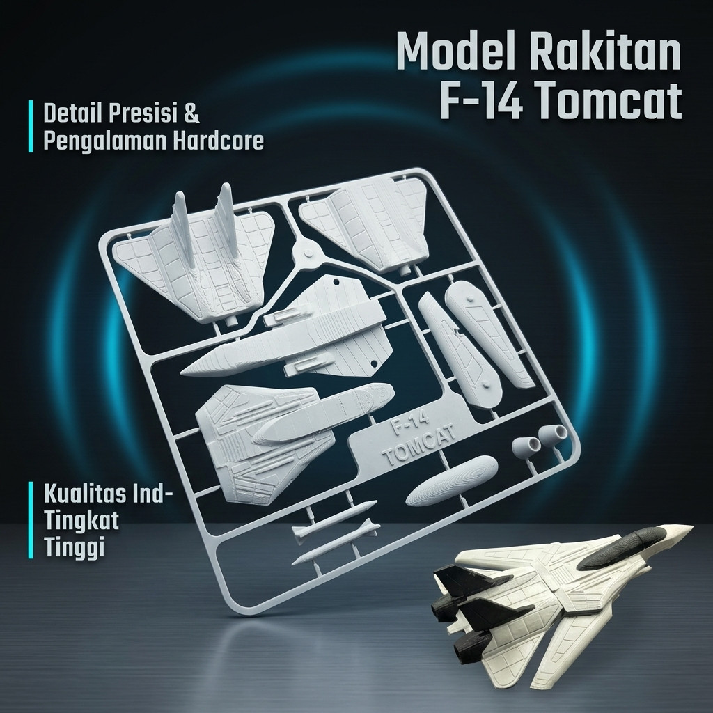 Mainan Edukasi Rakitan Pesawat F-14 Tomcat Model Kit Militer Hardcore