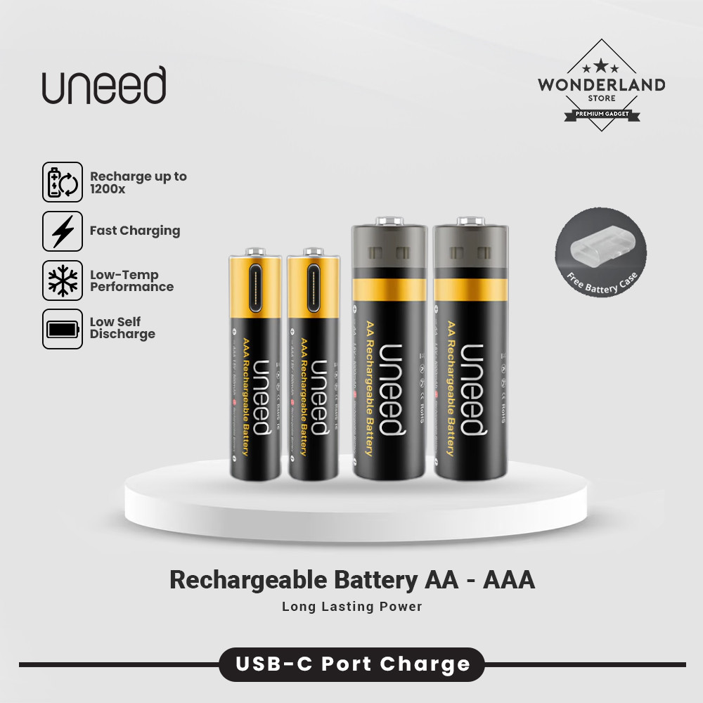 Uneed Rechargeable Battery AA - AAA / Baterai AA - AAA with USB-C / USB Baterai isi ulang