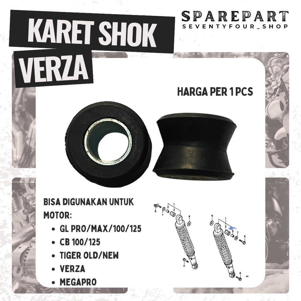 KARET SHOCKBREAKER BAUT BELAKANG GL PRO MAX CB 100 TIGER VERZA MEGAPRO KARET SHOK ORIGINAL SRM