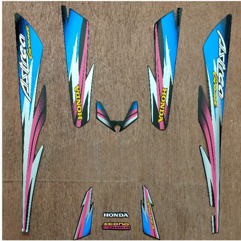 Striping Honda Astrea Grand Hitam Lis pink biru tahun 1997