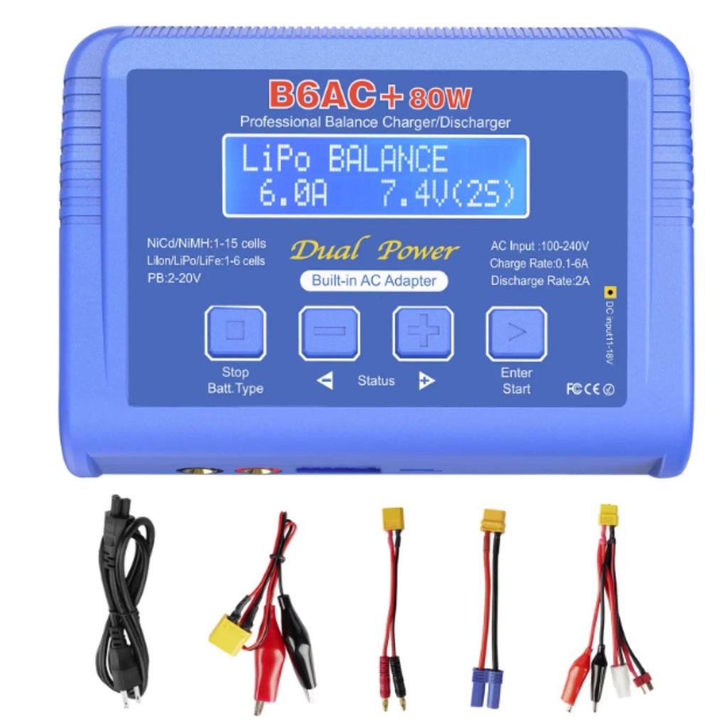RC B6AC+ 80W 0.1~6A RC Battery arger 15V 6A Built-in Adapter for Lipo NiMh Li-ion Ni-Cd gital Balanc