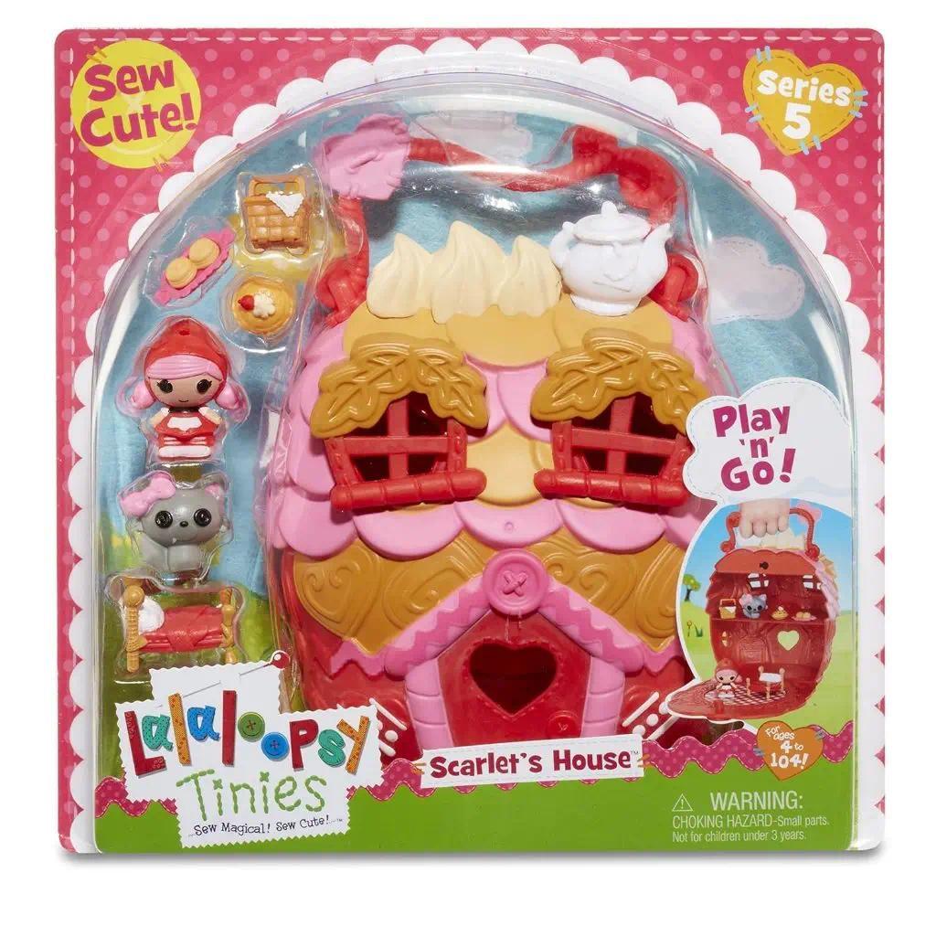 Mini Lalaloopsy Doll Tinies Scarlet Cute Cake Tea House Carrying Case Figure Set Kids Toy Doll Gifts